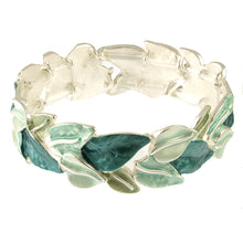 Load image into Gallery viewer, Matt Silver Aqua-Green Leaf Bracelet
