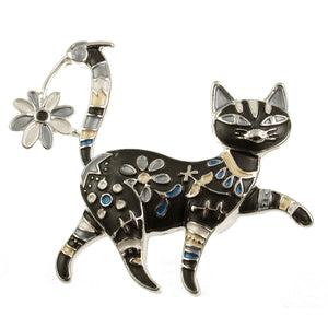 Matte 2-Tone Cat Brooch 2153