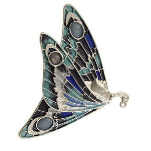 Matte Silver/Blue Tone But Brooch 2355