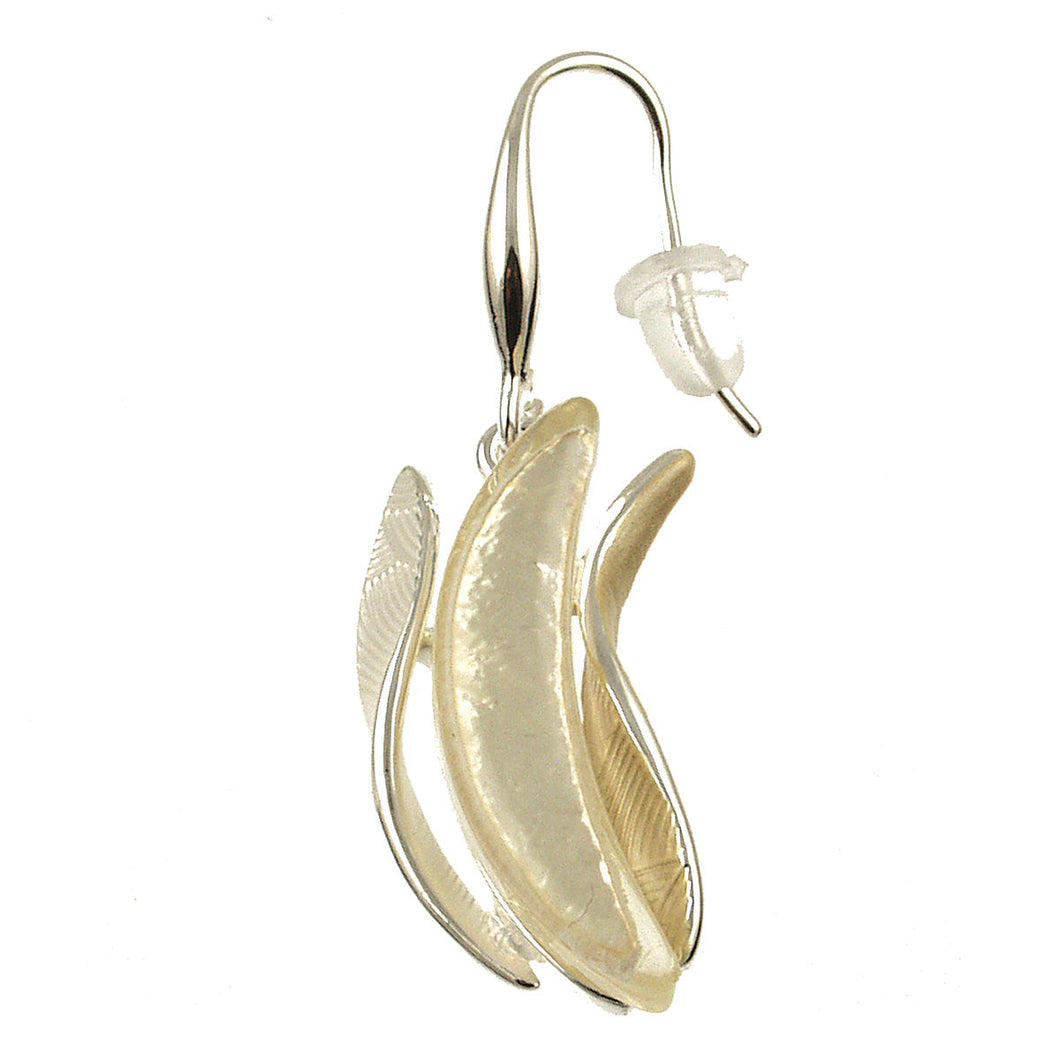 S. Silver Matt White Resin Earring