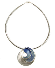 Load image into Gallery viewer, Matt Silver Blue Wave Penda Necklace
