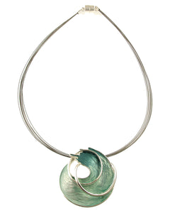 Matt Silver Blue Wave Penda Necklace