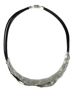 Matt Black Leather N Necklace 526