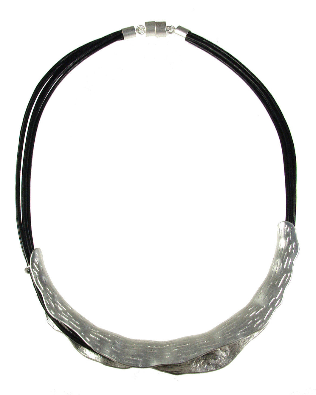 Matt Black Leather N Necklace 526