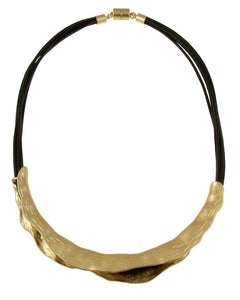 Matt Black Leather N Necklace 526