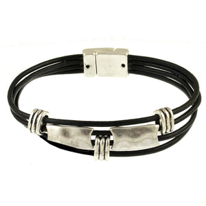 Bracelet Antique Silv/Black Bar Brac 6575-4