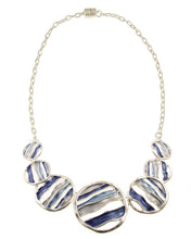 Load image into Gallery viewer, Matt Silver Blue Circle Necklace
