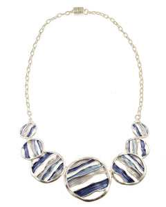 Matt Silver Blue Circle Necklace