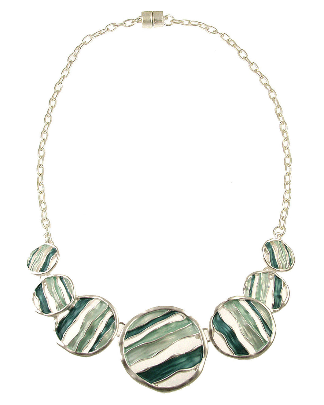 Matt Silver Blue Circle Necklace