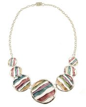 Load image into Gallery viewer, Matt Silver Blue Circle Necklace
