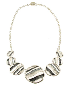 Matt Silver Blue Circle Necklace