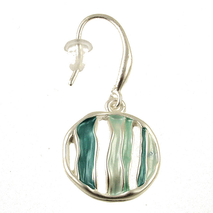 Matt Silver Blue Circle Earring