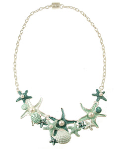 Matt Silver Aqua Starfish Necklace