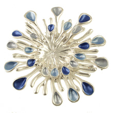 Load image into Gallery viewer, Matt Silver Blue Tone Broo Brooch
