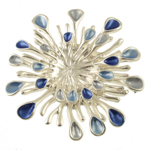 Matt Silver Blue Tone Broo Brooch