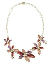 Load image into Gallery viewer, Matt Silver Aqua Flower Necklace
