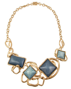 Antique Gold 2-Tone  Resin Necklace 7596