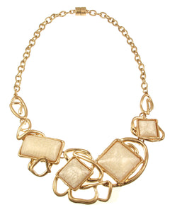Antique Gold 2-Tone  Resin Necklace 7596