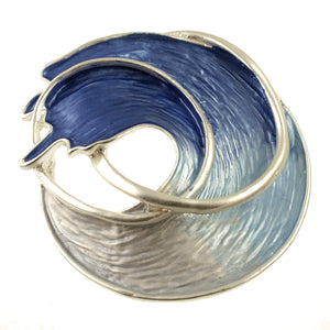 Matt Silver Blue Wave Broo Brooch