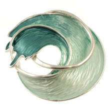 Load image into Gallery viewer, Matt Silver Blue Wave Broo Brooch
