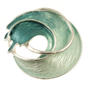 Matt Silver Blue Wave Broo Brooch