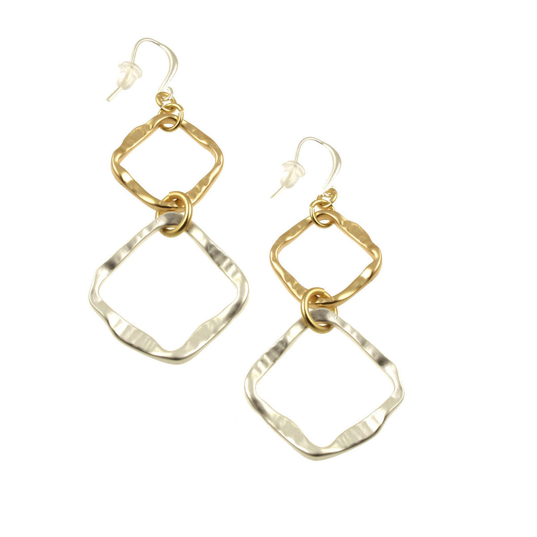 Matt Silver/L.M-Kc Gold Dia Earrings 866