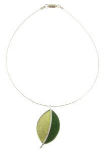 2Tone Leaf Pendant Necklace
