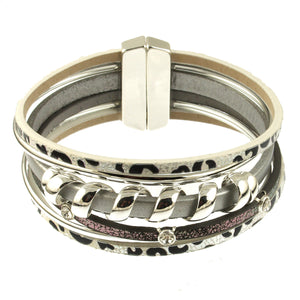 Shiny Silver/Animal Print Bracelet
