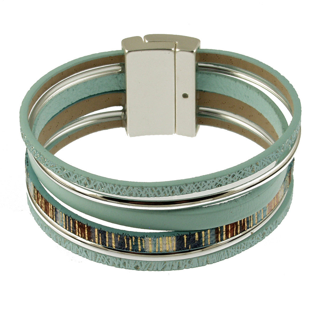 Matt Silver/L.Blue Print Br Bracelet