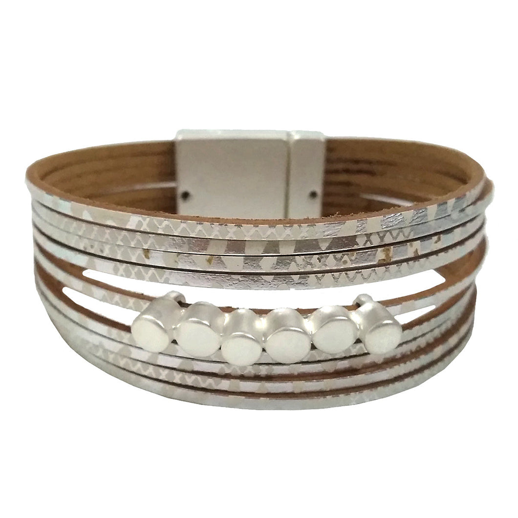 Matt Silver Print Bracelet