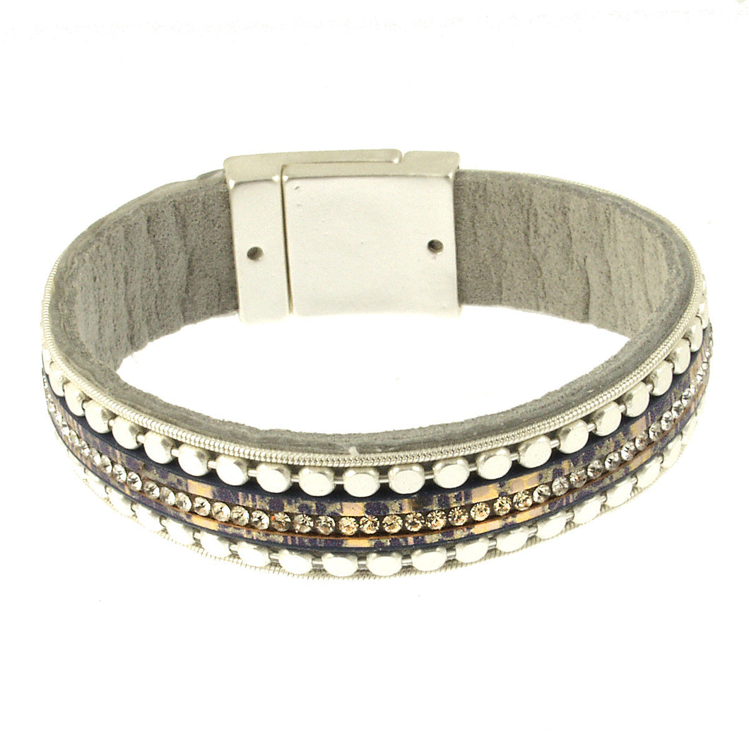 Matt Silver/Blue/Silver Dot Bracelet